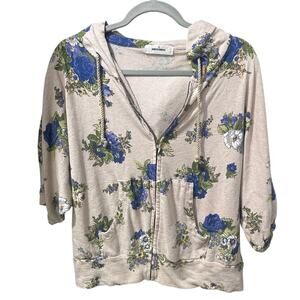 Super Hakka Japan Women's Floral Short Sleeve Hoodie Feminine Cottagecore Boho